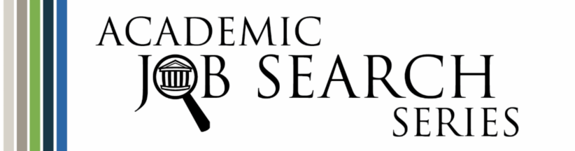 Academic Job Search Series logo with a magnifying glass over an academic building