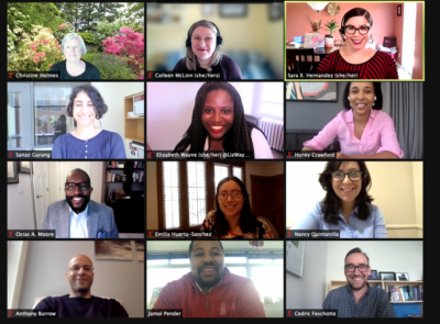 Future Professors Institute organizers and panelists captured in a multi-camera Zoom window